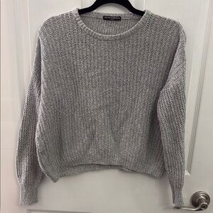 Brandy Melville Boxy Cropped Gray Knit Sweater